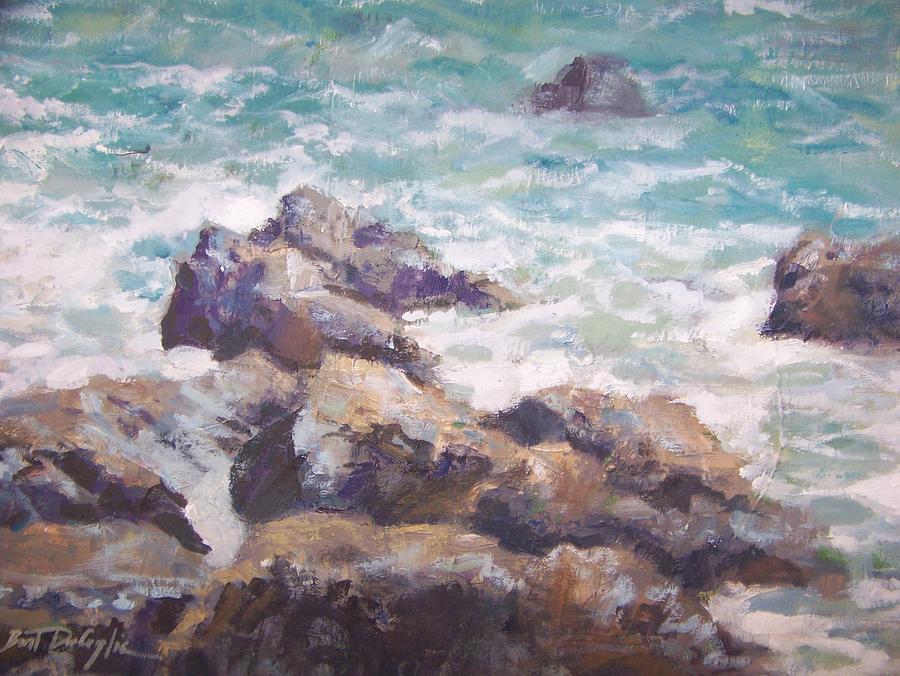 Rocks on the beach Painting by Bart DeCeglie