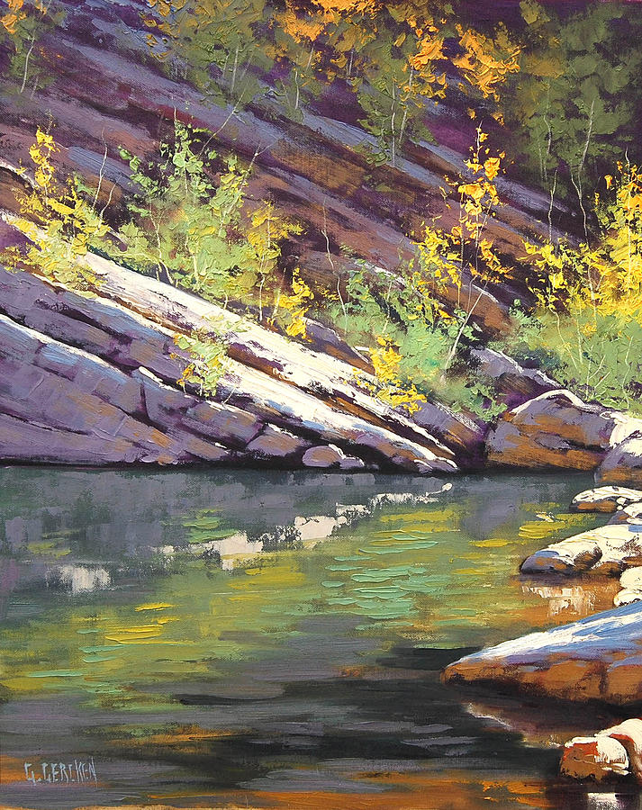 River Painting - Rocky Bank by Graham Gercken