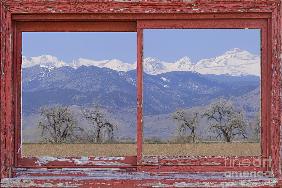 Mountain Photograph - Rocky Mountain Front Range Red Picture Window Frame Photo Art by James BO Insogna