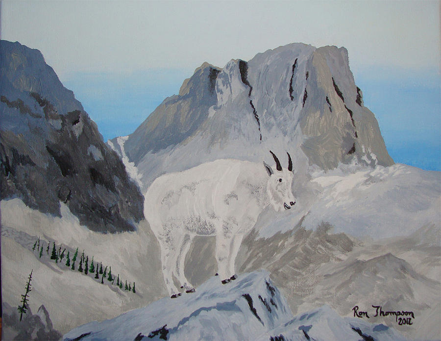 Nature Painting - Rocky Mountain Goat by Ron Thompson