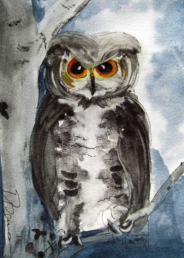Rocky Mountain Owl Painting by Dawn Derman