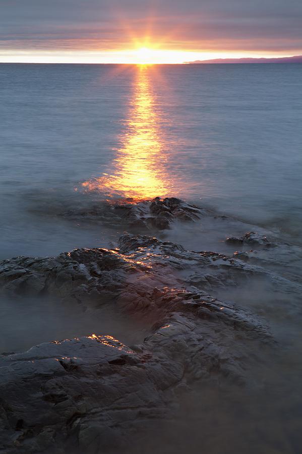 Nature Photograph - Rocky Shoreline Of Lake Superior At by Susan Dykstra