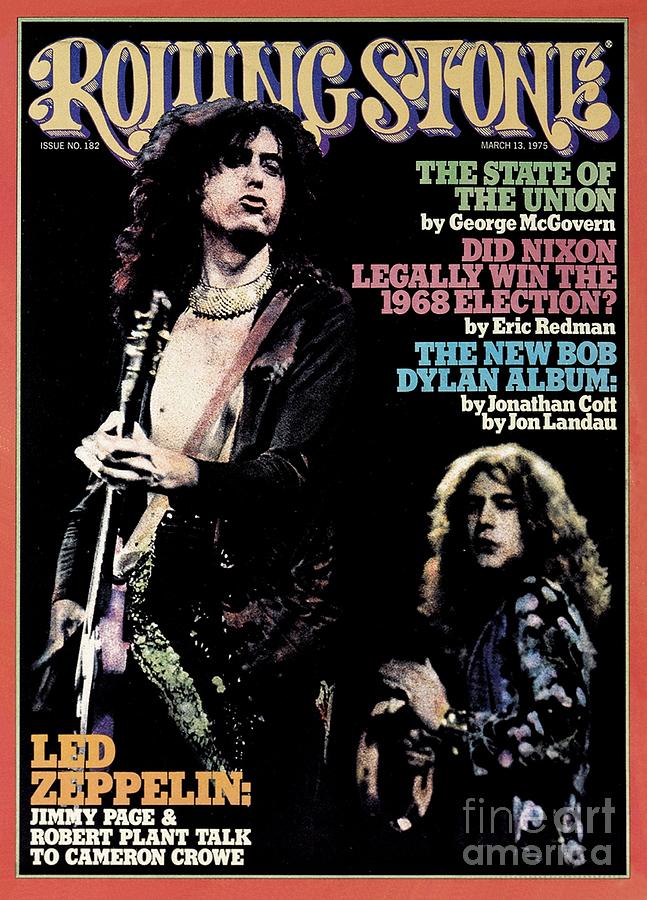 Rolling Stone Photograph - Rolling Stone Cover - Volume #182 - 3/13/1975 - Jimmy Page And Robert Plant by Neal Preston Rolling Stone Photograph - Rolling Stone Cover - Volume #182 - 3/13/1975 - Jimmy Page And Robert Plant by Neal Preston