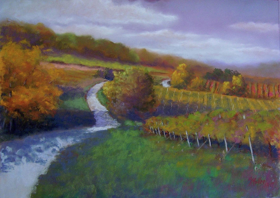 Rolling through Retz Wine Country Pastel by Marcus Moller