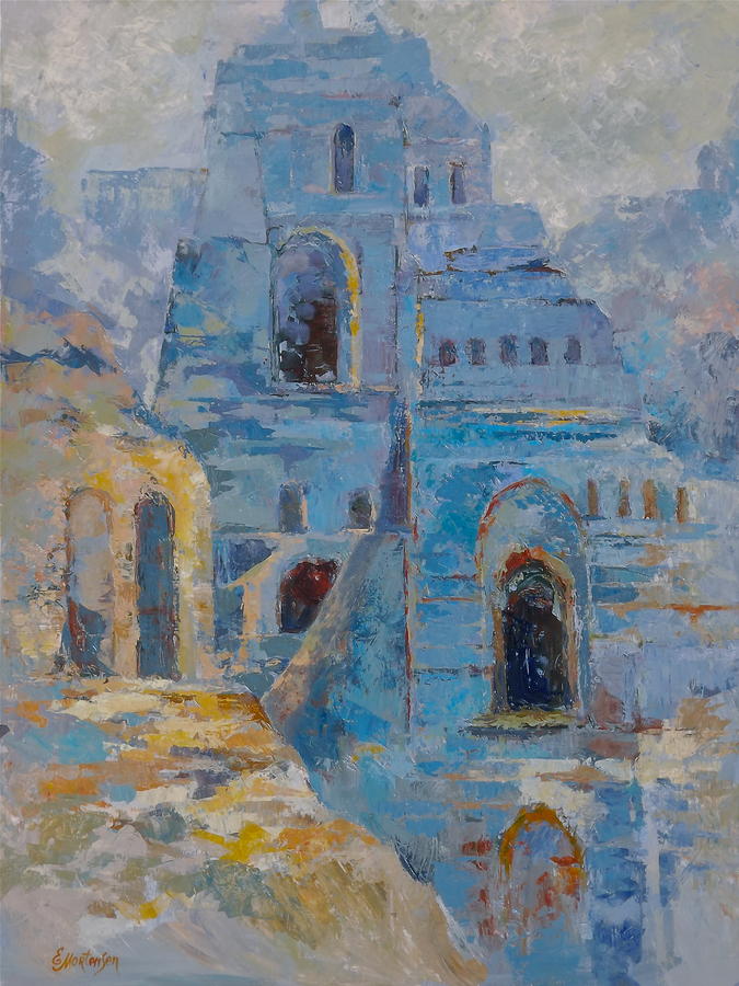 Roman Relicts In Blue Painting by Ekaterina Mortensen