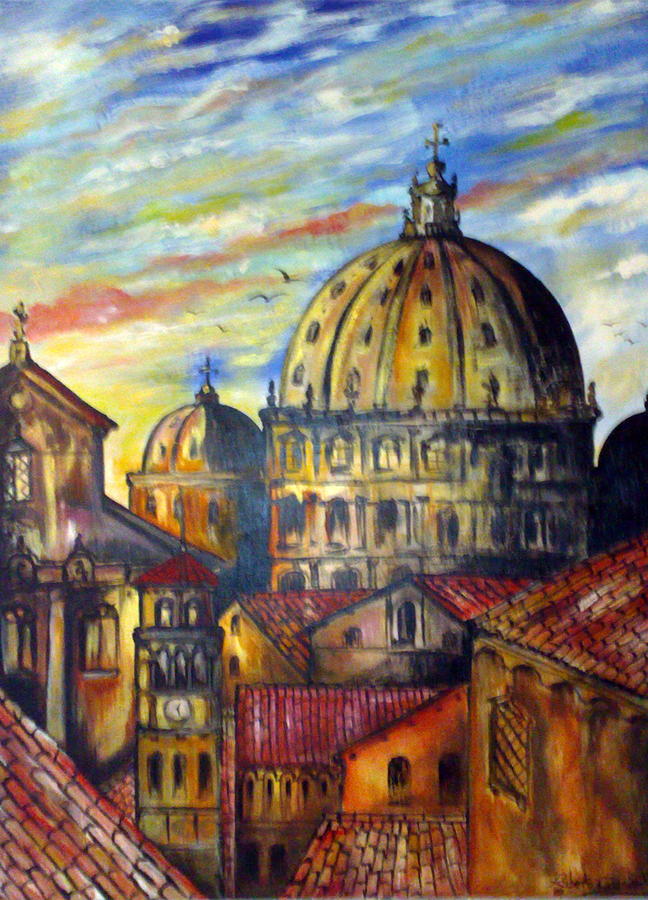 Roman roofs Painting by Roberto Gagliardi