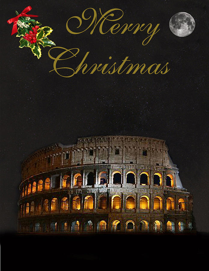 Greetings Cards Mixed Media - Rome Merry Christmas by Eric Kempson
