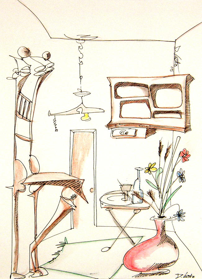 Flower Drawing - Room Plus Still Life by Dennis Casto
