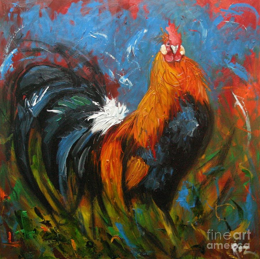 Rooster 229 Painting by Rosilyn Young