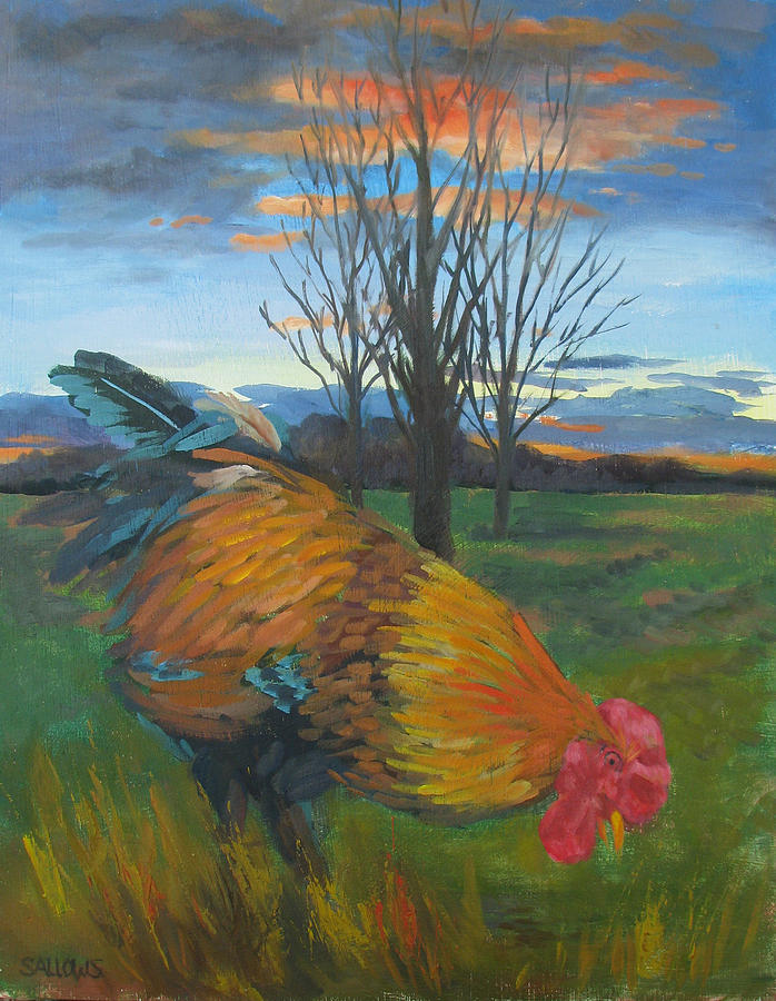Rooster at Dawn Painting by Nora Sallows