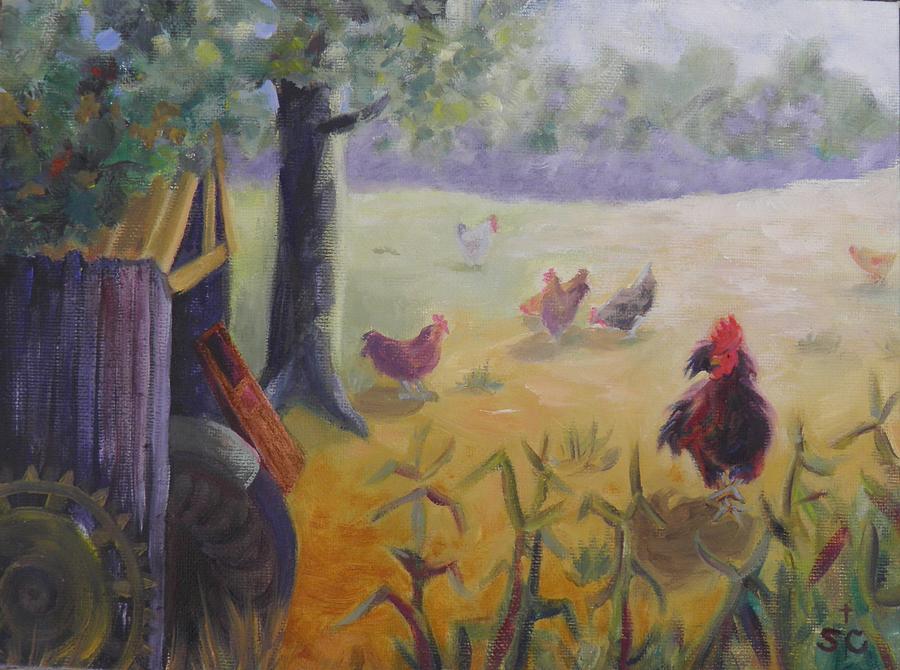 Rooster Crow Painting by Sharon Casavant