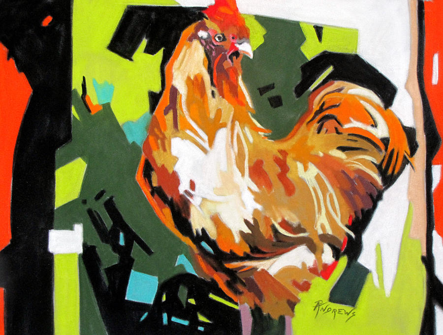 Rooster Design Painting by Rae Andrews