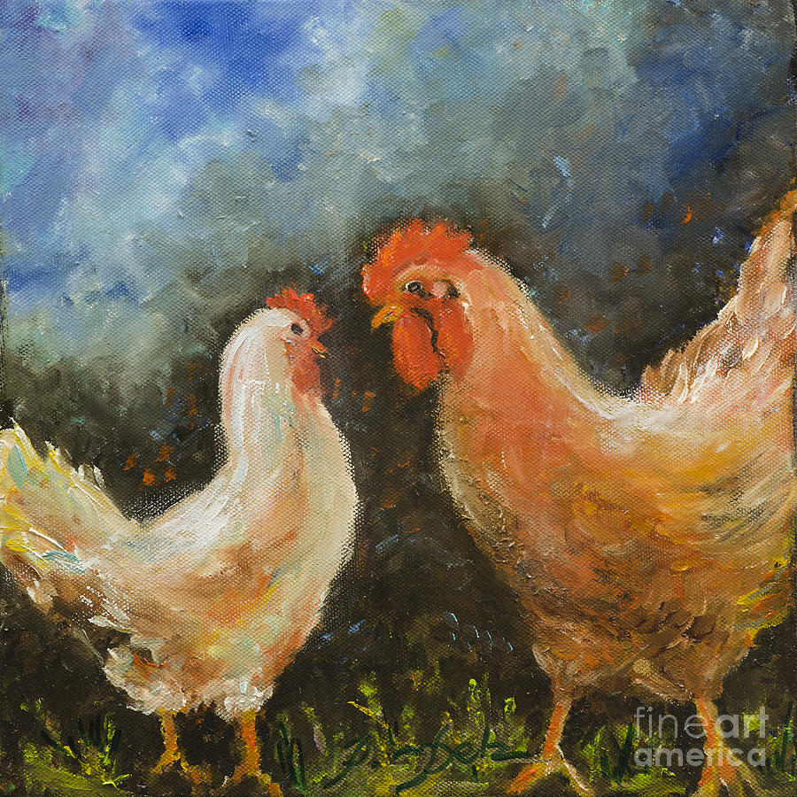Rooster Gets Last Word Painting by Pati Pelz