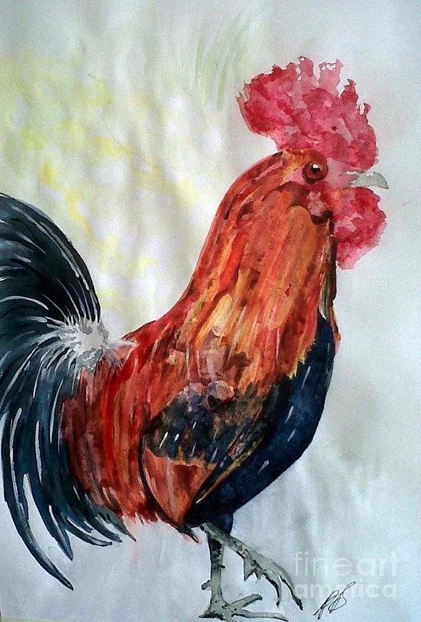 Rooster Painting - Rooster I. by Paula Steffensen