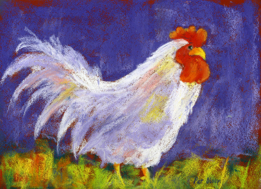 Rooster Pastel - Rooster in Purple by Pat Olson