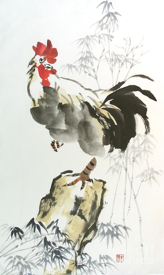 Rooster Painting by Yolanda Koh