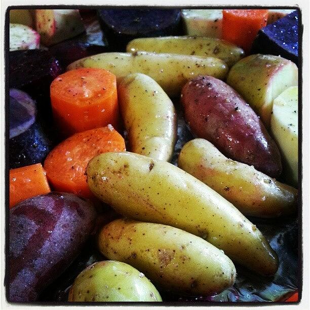 Christmas Photograph - Root Veggies Going In To Roast by Lisa Marchbanks