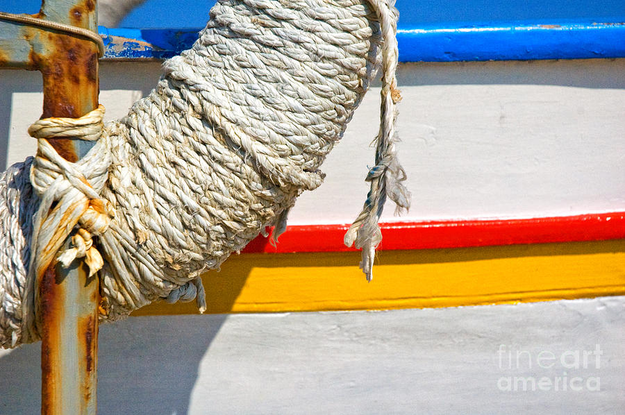 Rope and boat detail Photograph by Silvia Ganora