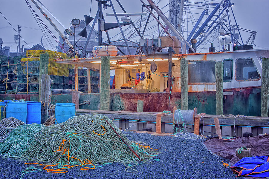 Rope and Fishing Boat Photograph by Tom Singleton
