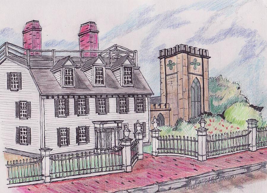 Ropes Mansion Salem MA Drawing by Paul Meinerth