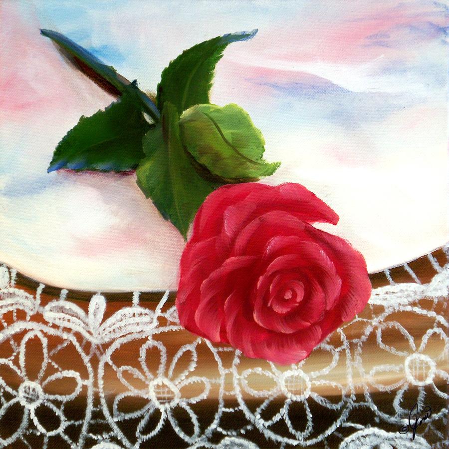 Rose and Lace Painting by Joni McPherson