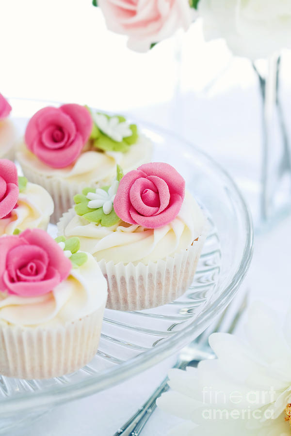 Rose Photograph - Rose cupcakes by Ruth Black