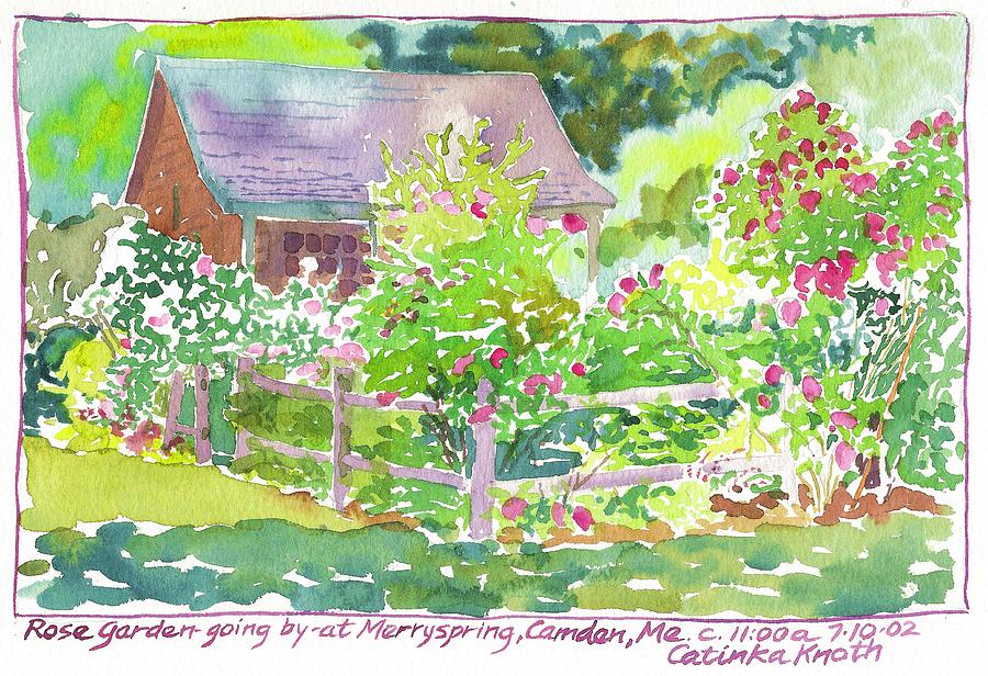Rose Garden Merryspring Camden Maine Painting by Catinka Knoth