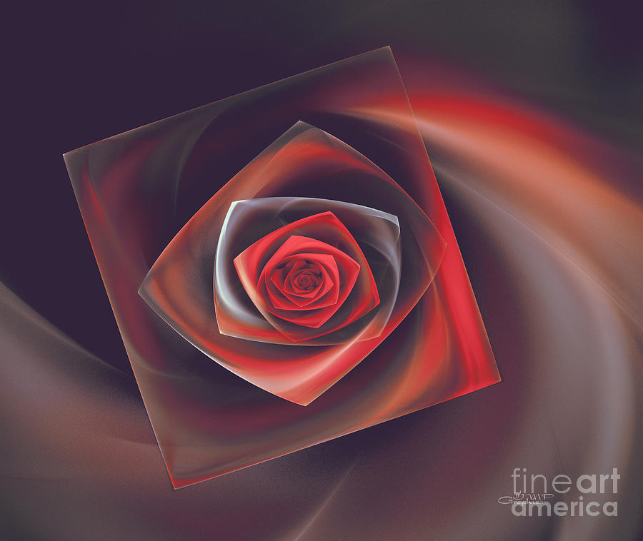 Rose in a Glass Box Digital Art by Jutta Maria Pusl