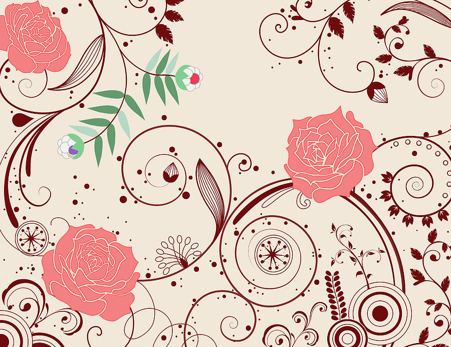Rose Pattern Digital Art by Eastnine Inc.
