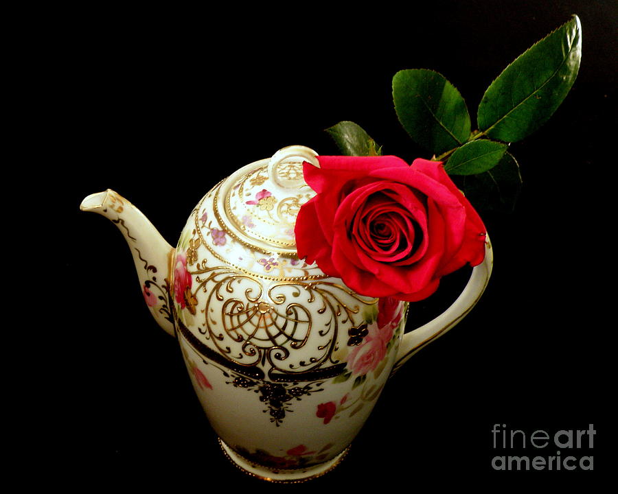 Rose with China Teapot Photograph by Lainie Wrightson