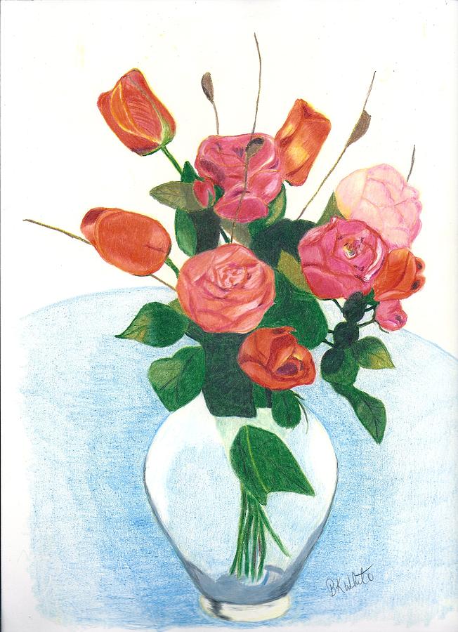 Roses and Tulips Drawing by Brian White