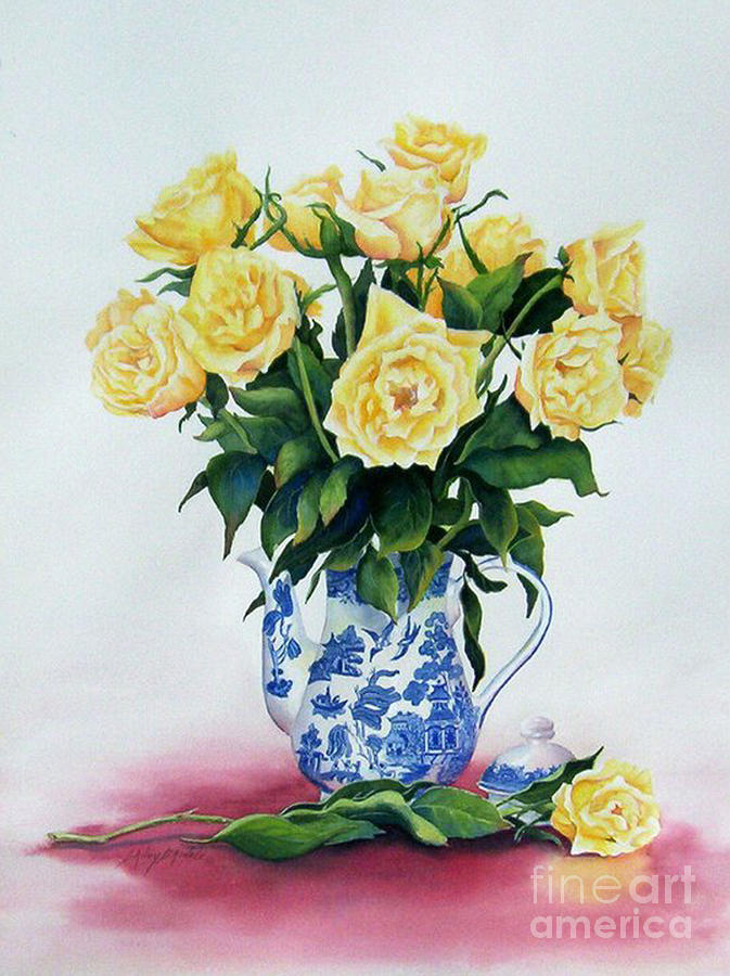 Roses from John  SOLD PRINTS AVAILABLE Painting by Sandy Brindle