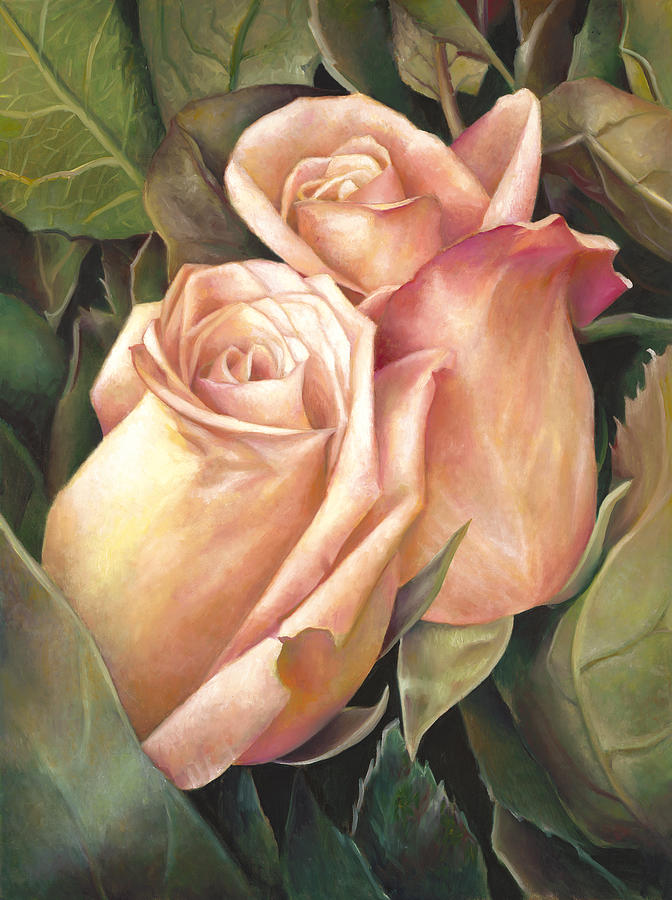 Rosey Embrace Painting by Nancy Tilles
