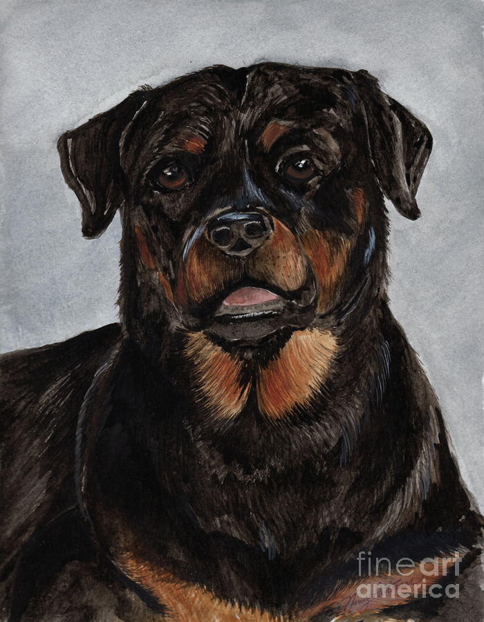 Rottweiler  Painting by Nancy Patterson