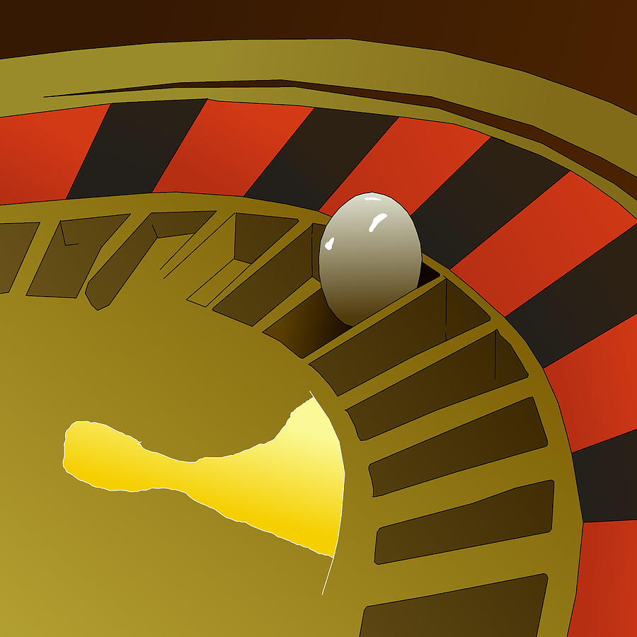 Ball Drawing - Roulette Wheel by Casino Artist