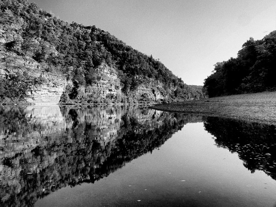 Tree Photograph - Round the Bend Buffalo River in Black and White by Joshua House