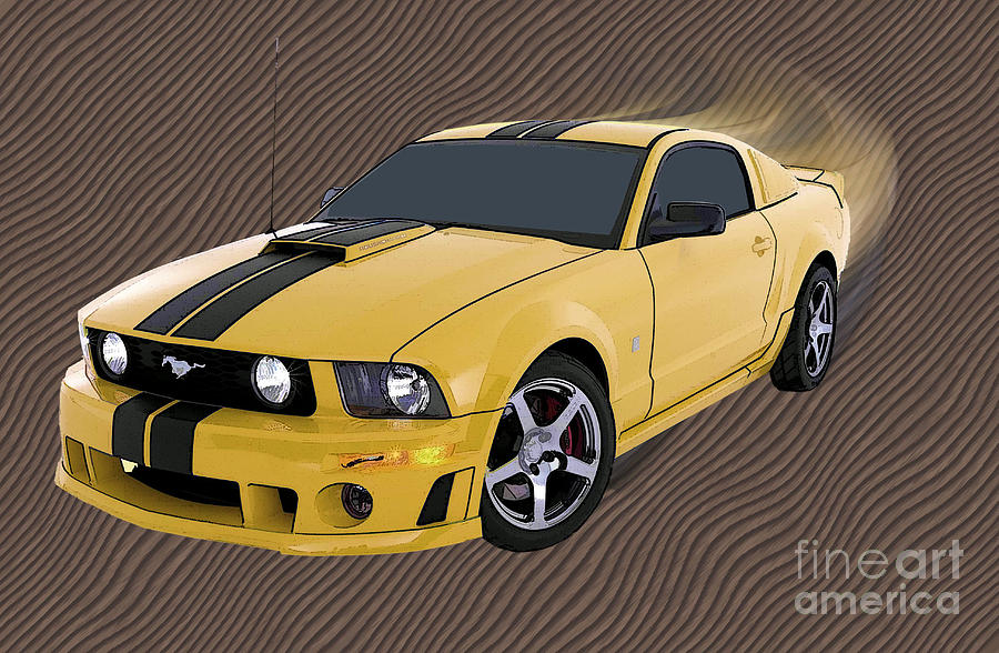 Ford Digital Art - Roush Mustang Fastback by Tommy Anderson