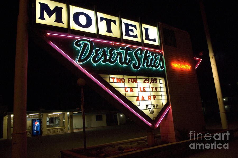 Route 66 Desrt Skies Motel Neon Photograph by Bob Christopher