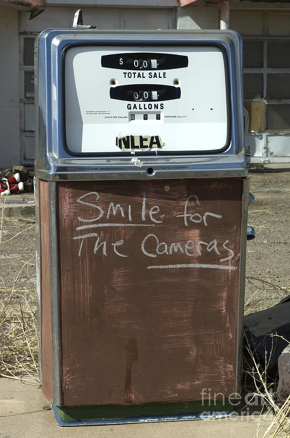 Car Photograph - Route 66 Gas Pump Humor by Bob Christopher