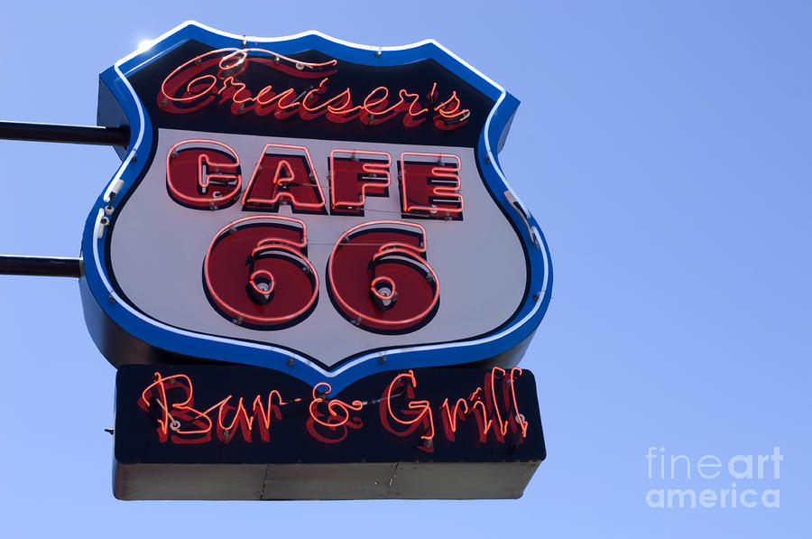 Route 66 Sign Cruisers Cafe Photograph by Bob Christopher