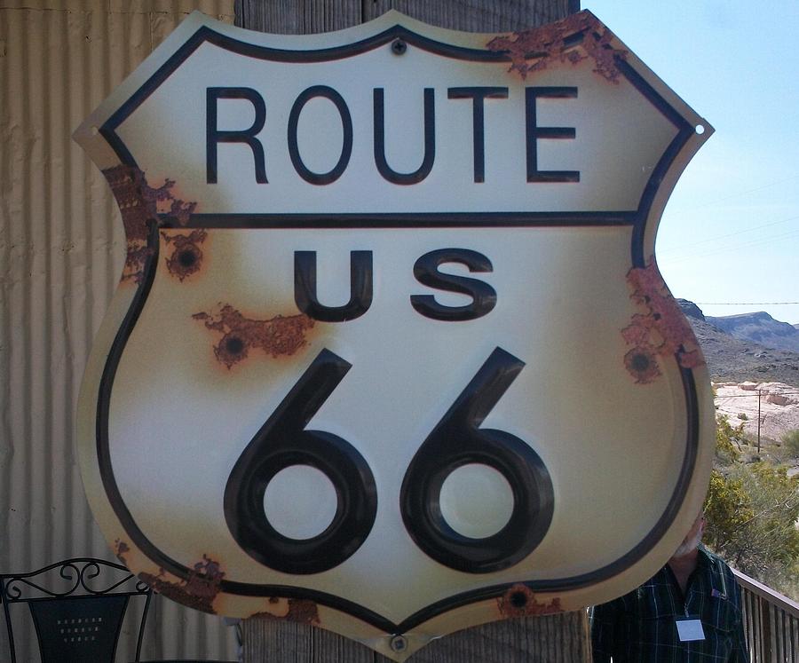 Route 66 Sign Painting by Randall Weidner