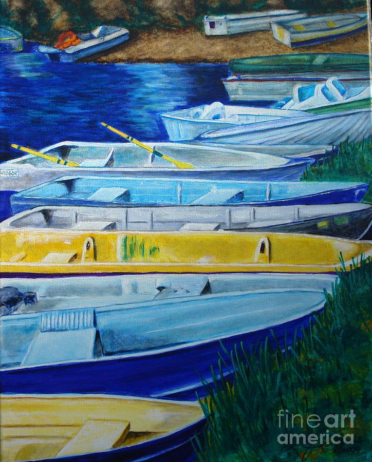 Row Boats Painting by Linda Gustafson-Newlin