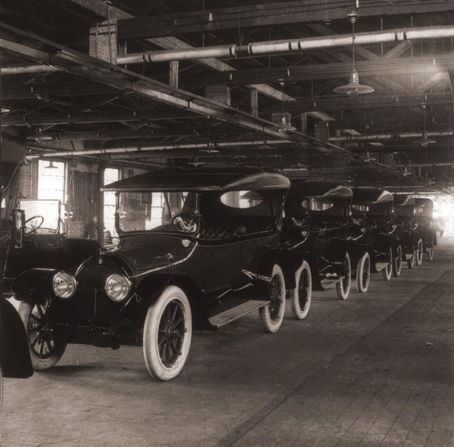 Detroit Photograph - Row Of Cadillac Touring Cars Come by Everett