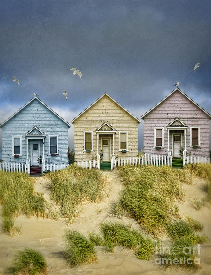 Row of Pastel Colored Beach Cottages Photograph by Jill Battaglia