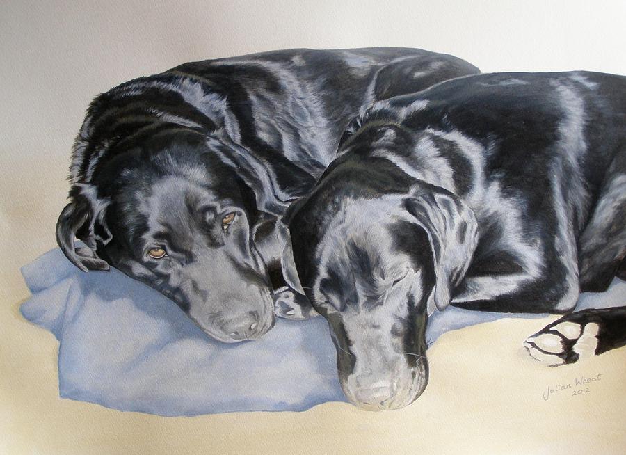 Dog Painting - Roxy and Piper by Julian Wheat