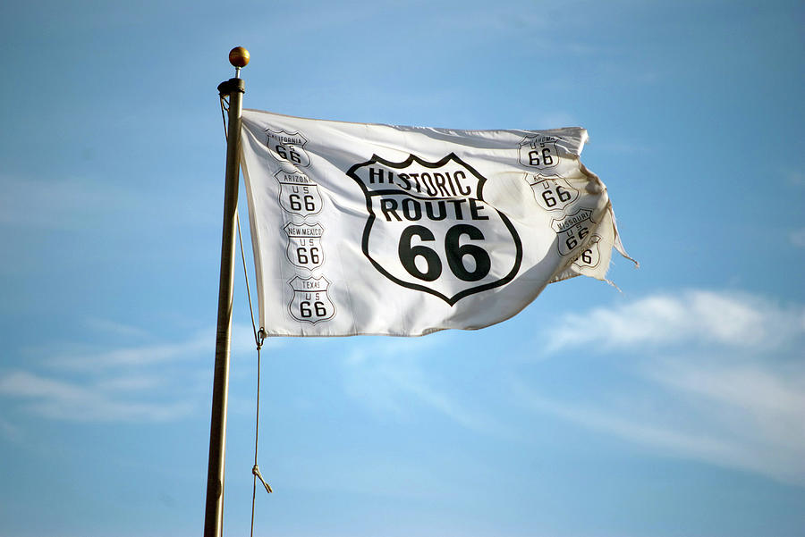 RT 66 Towanda IL Flag Photograph by Thomas Woolworth