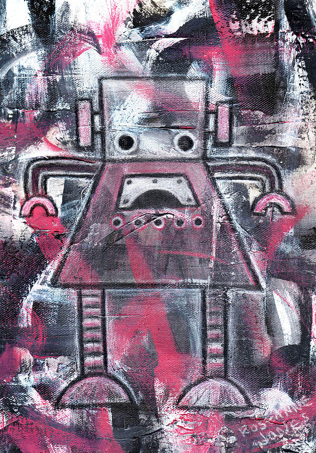 Ruby Robot Mixed Media by Roseanne Jones