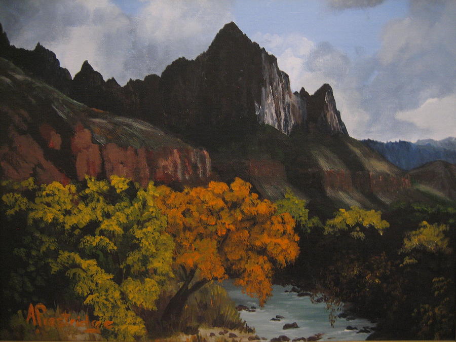 Rugged Peaks Painting by Barbara Prestridge