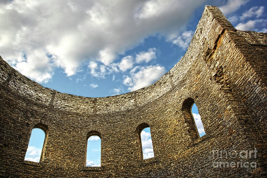 Architecture Photograph - Ruin wall with windows of an old church  by Sandra Cunningham