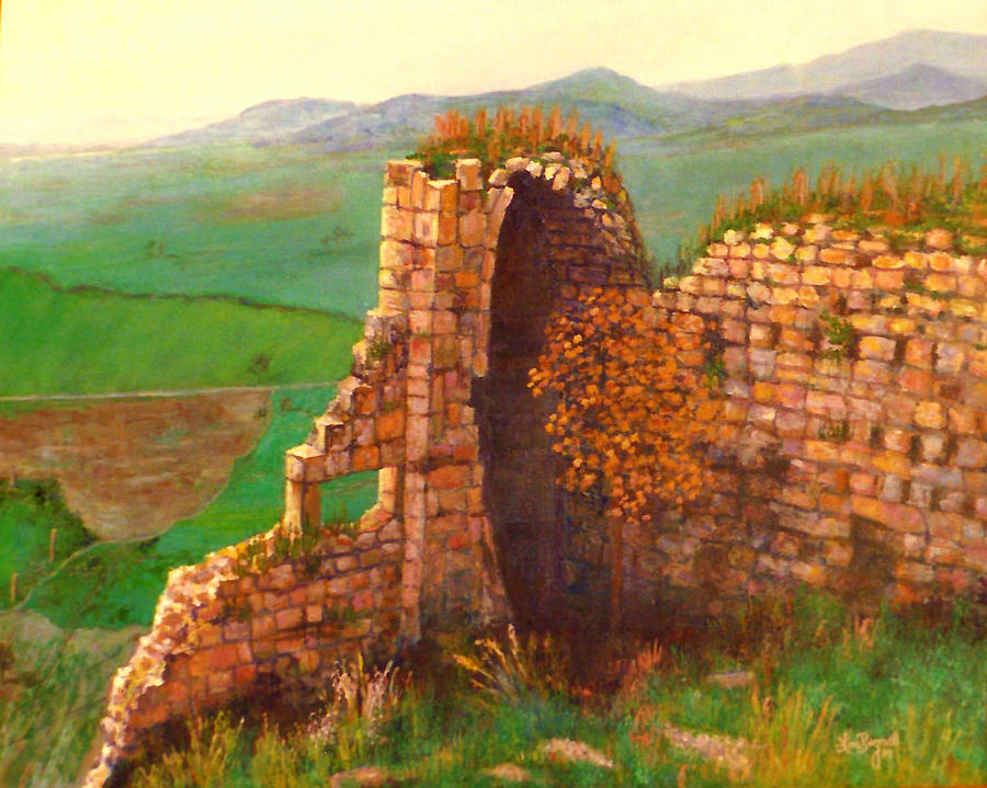 Ruined Castle View Painting by Lou Ann Bagnall